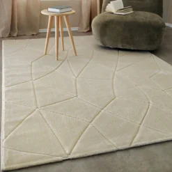 Kurzflorteppich Sand Beige 