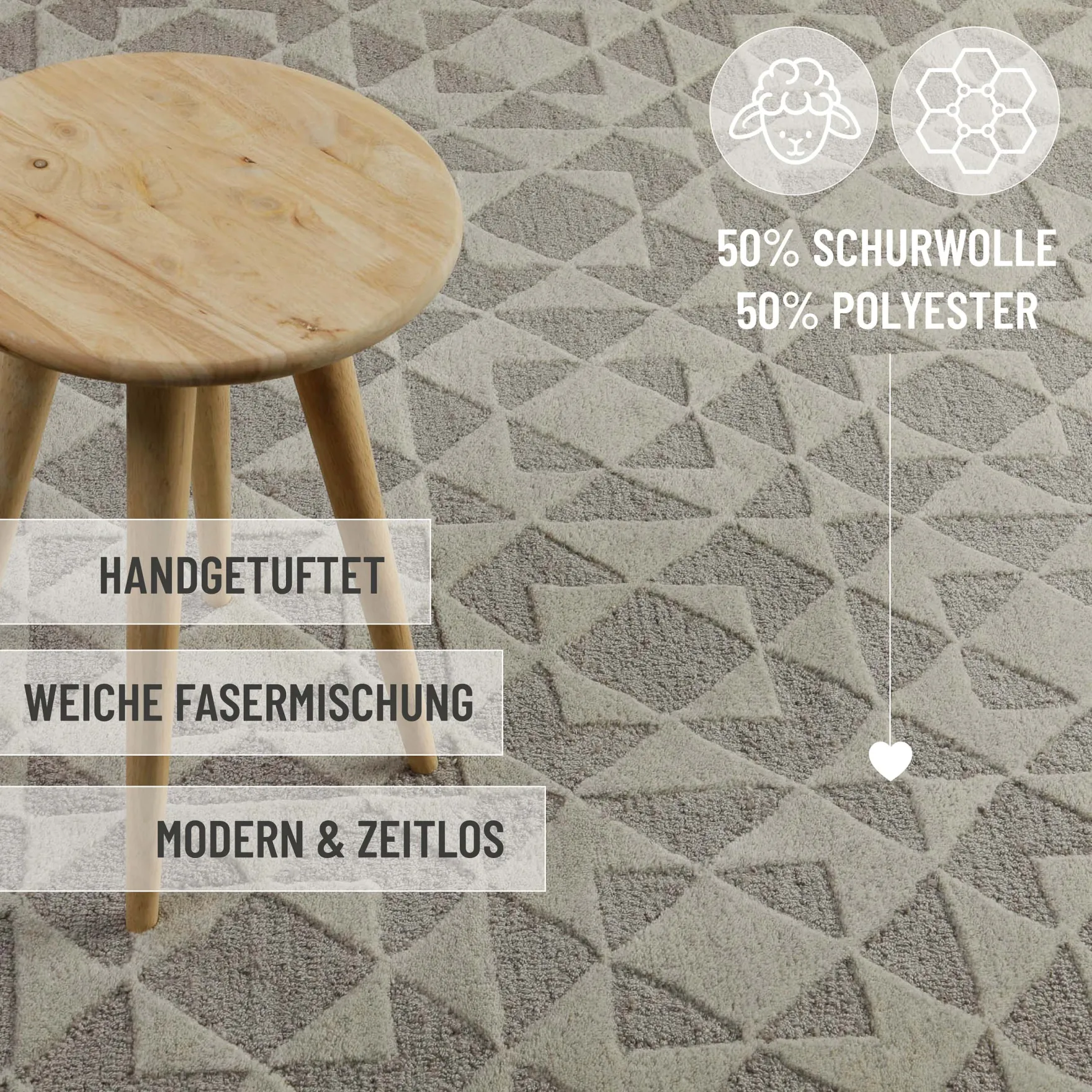 Kurzflorteppich Taupe "Downtown" WECONhome