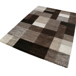 Moderner Webteppich – Robustes & Pflegeleichtes Design - Farbe: Braun Beige meliert
