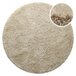 Nachhaltiger Teppich Rund Sand Braun soft & weich