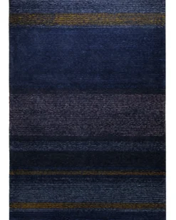 Nachtblau mit Gelbakzent - Handtuft 160 x 230 cm