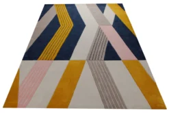 Ocker über Navy - Handtuft 160 x 230 cm
