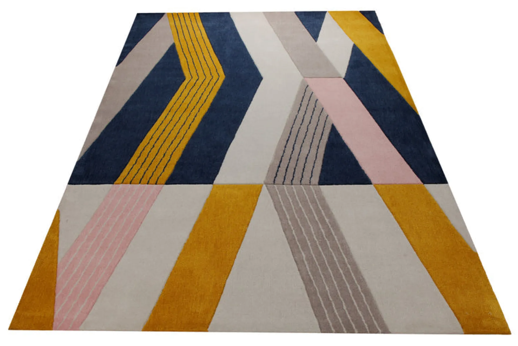 Ocker über Navy - Handtuft 160 x 230 cm