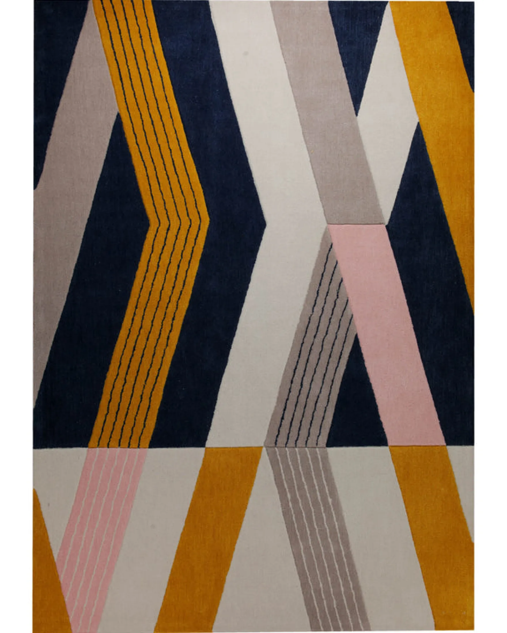 Ocker über Navy - Handtuft 160 x 230 cm