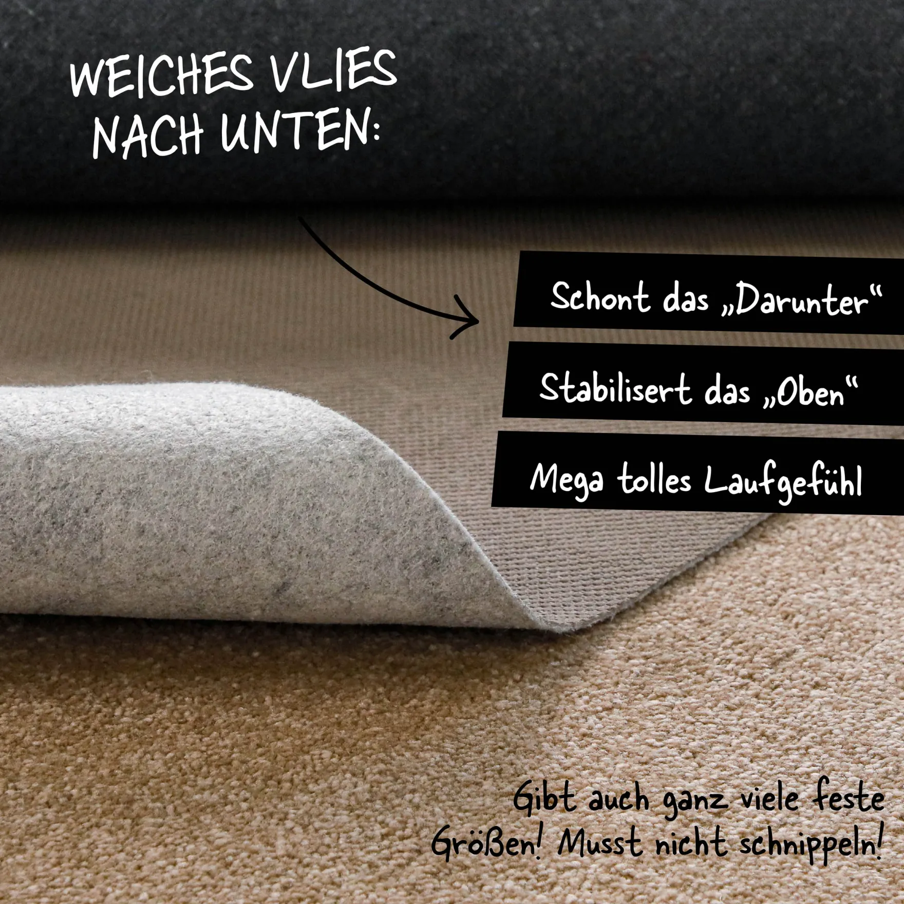 Premium "RugPad" Teppichunterlage für sicheren Halt - WECONhome