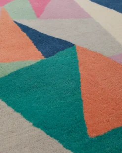 Prismenmosaik bunt - Handtuft Wolle 160 x 230 cm