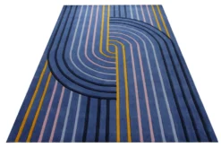 Retro-Kurve in Nachtblau - Handtuft 160 x 230 cm