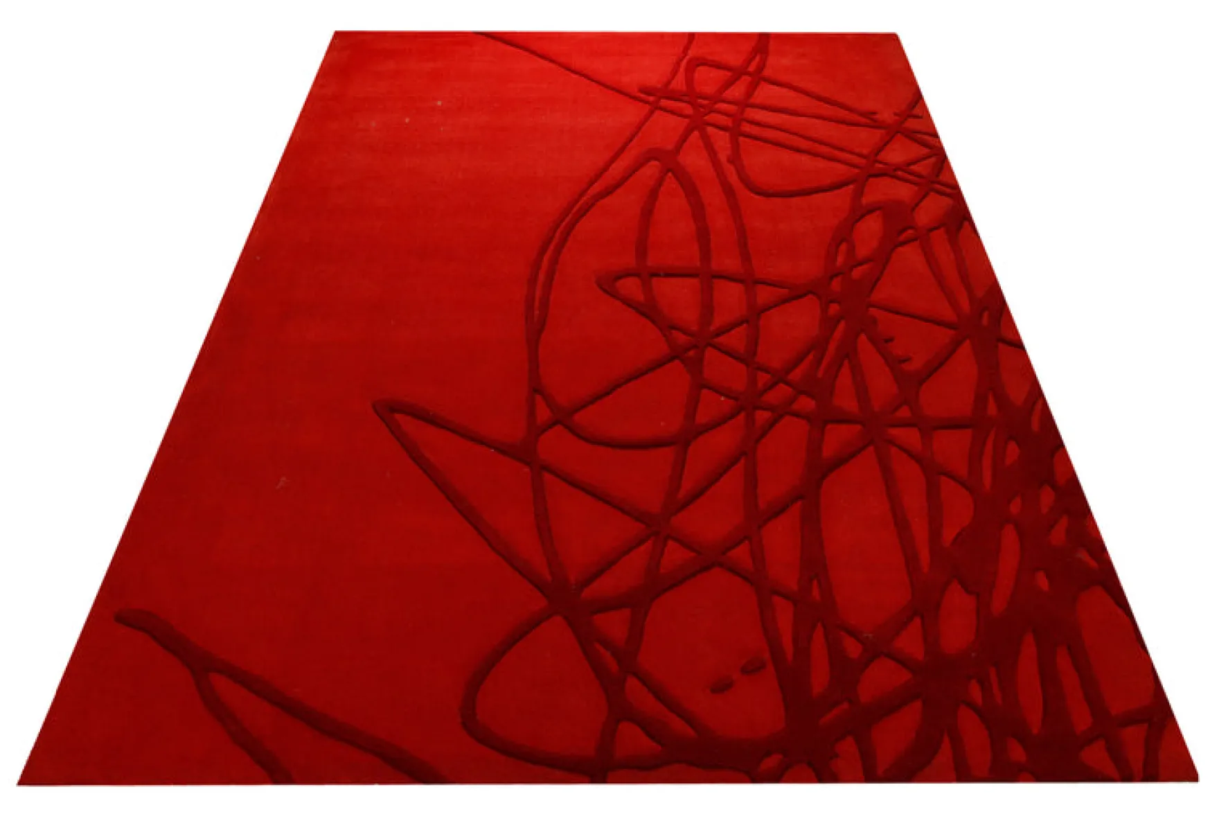 Rot auf Rot - Handtuft Wolle 160 x 230 cm