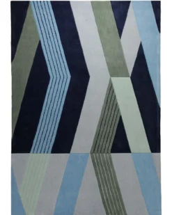 Salbei über Nachtblau - Handtuft 160 x 230 cm