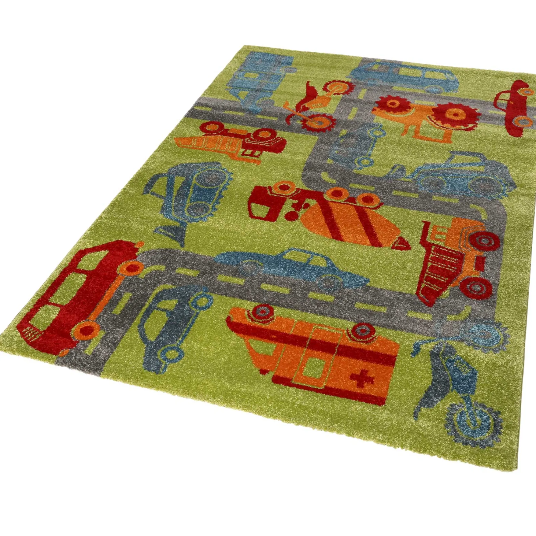 Sigikid Kinderteppich Grün Orange "Traffic"