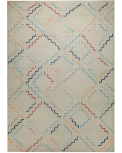 Summer Hochflor Handknüpfteppich Wolle creme bunt 160x230 cm