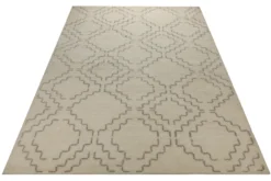 Summer Hochflor Handknüpfteppich Wolle naturweiß 160x230 cm