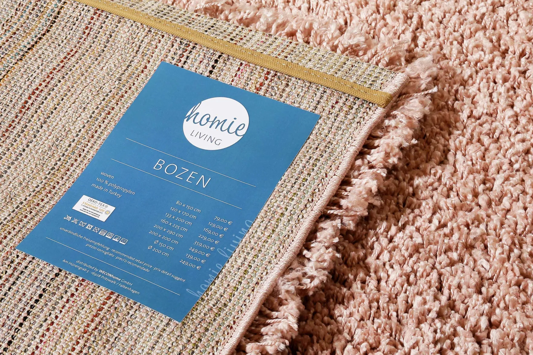 Teppich Altrosa meliert Hochflor "Bozen" Homie Living