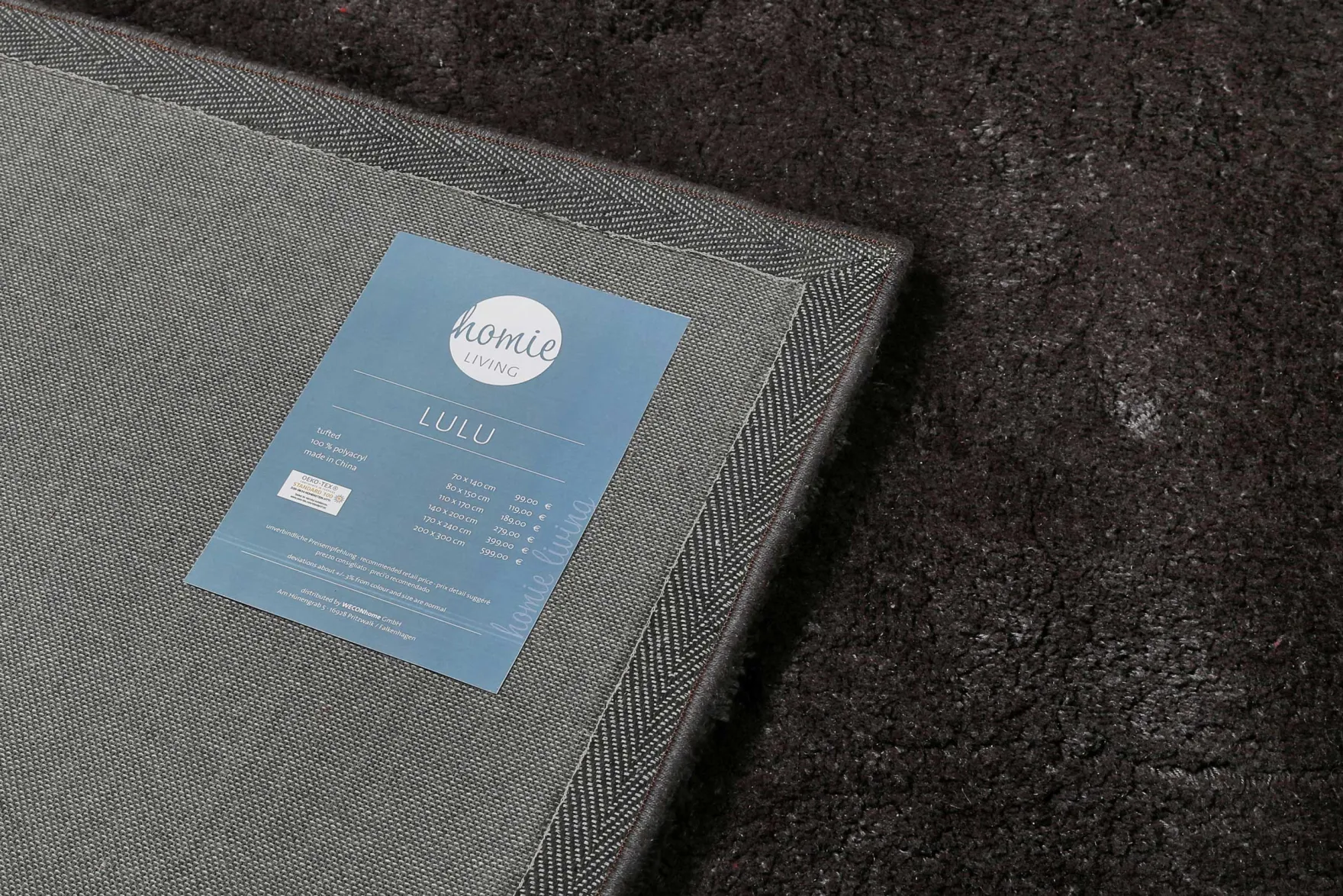 Teppich Anthrazit Hochflor B-Ware "Lulu" Homie Living