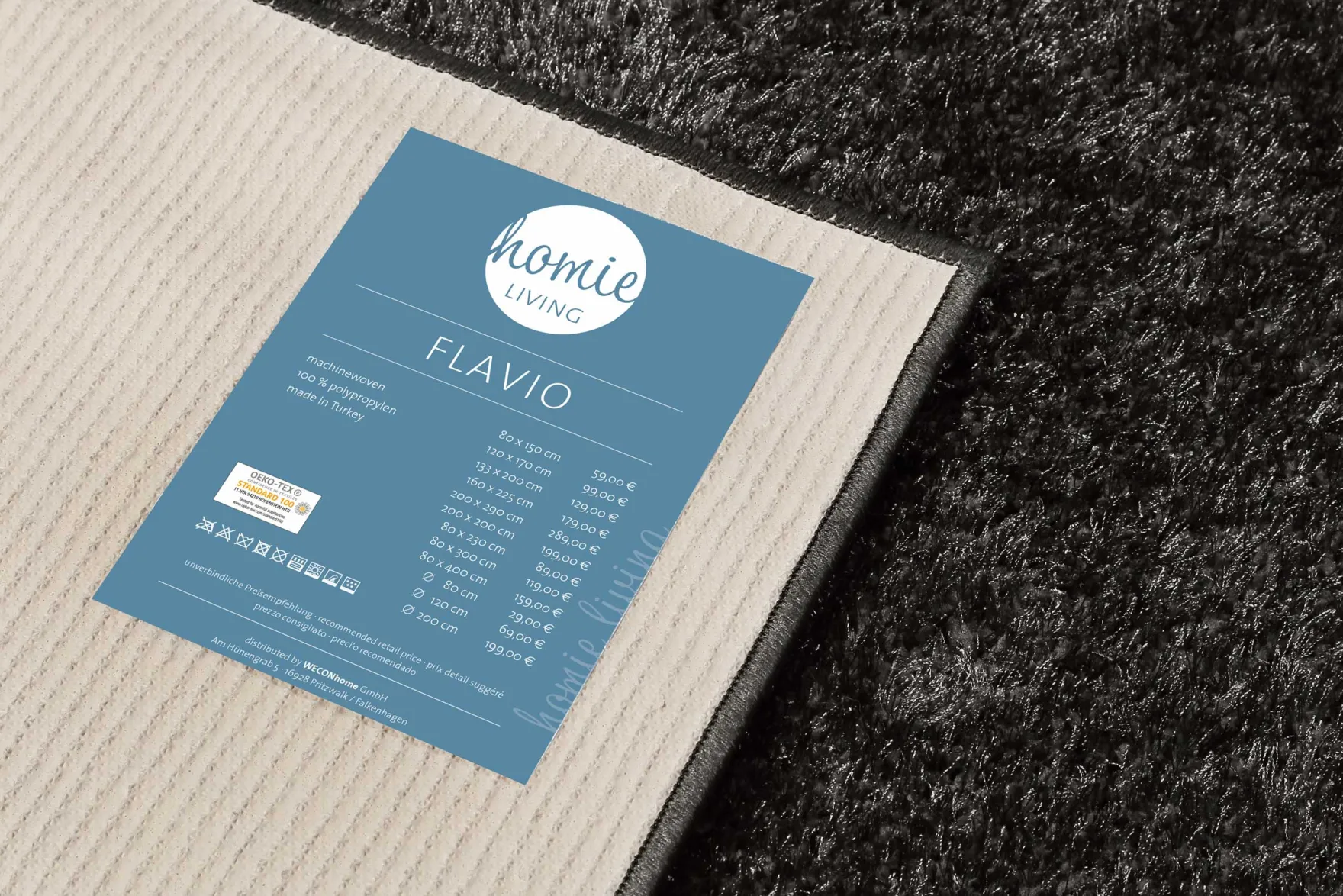 Teppich Anthrazit Hochflor "Flavio" Homie Living
