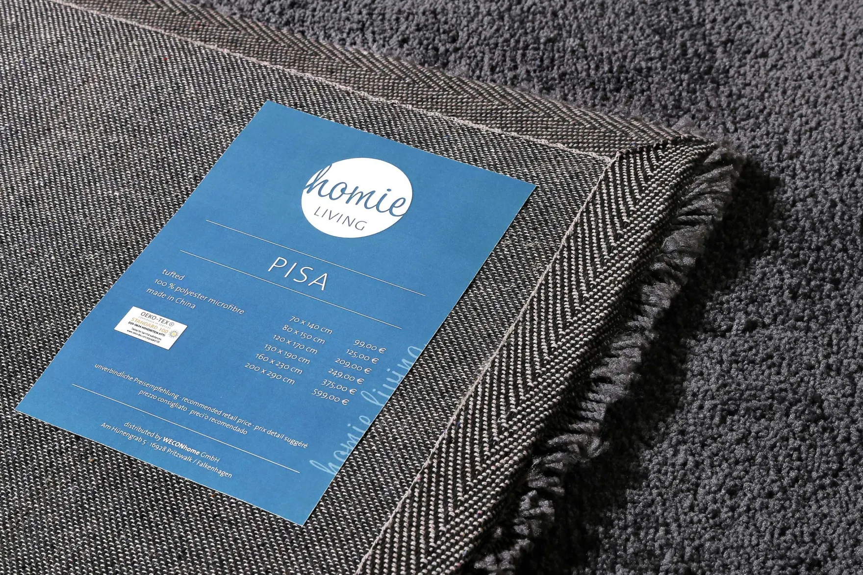 Teppich Anthrazit Hochflor "Pisa " Homie Living