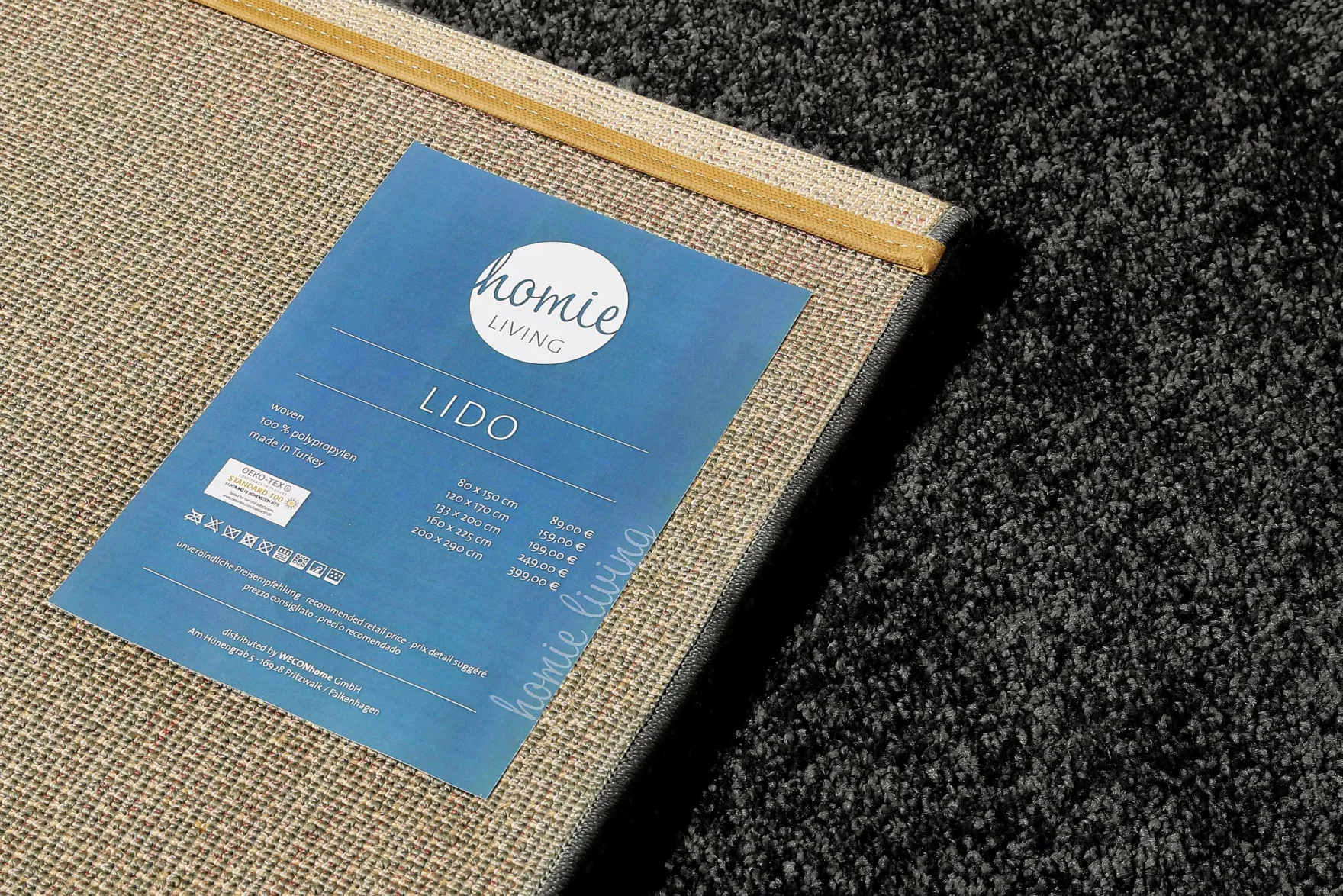 Teppich Anthrazit Kurzflor "Lido" Homie Living