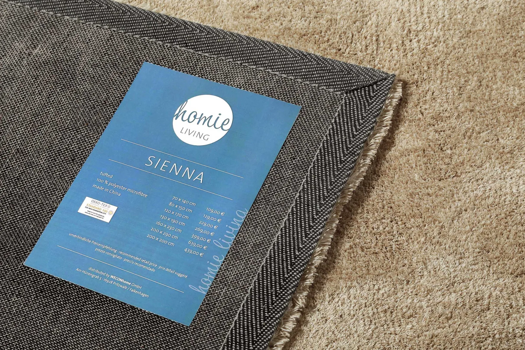 Teppich Beige Braun meliert Hochflor "Sienna" Homie Living
