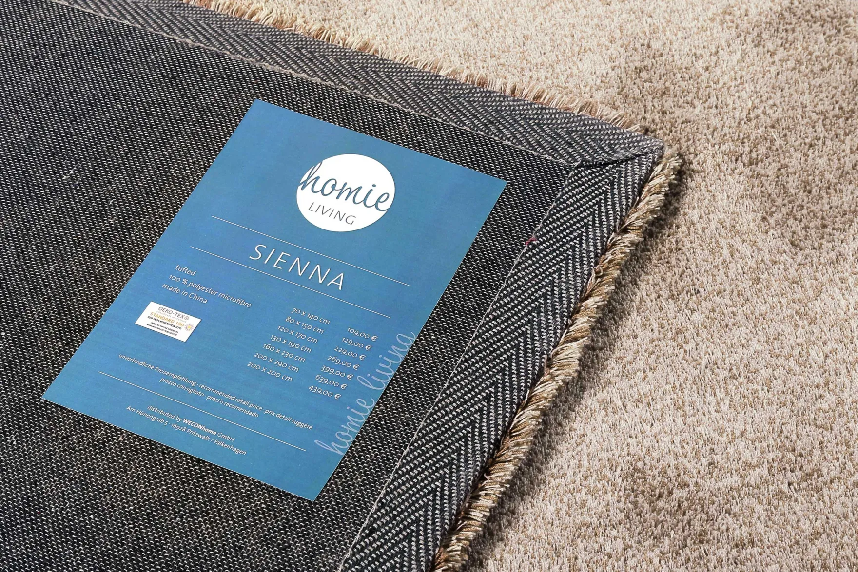 Teppich Beige Sand Hochflor "Sienna" Homie Living