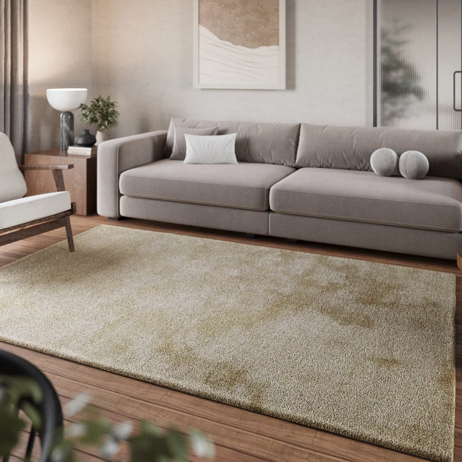 Teppich Beige Sand meliert Hochflor "Pisa" Homie Living
