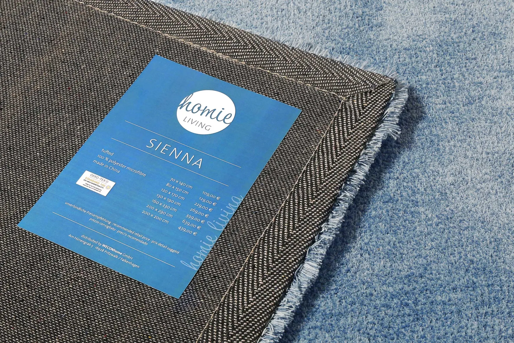 Teppich Blau Grau Hochflor "Sienna" Homie Living