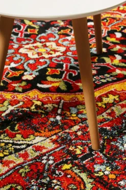 Teppich Blau Rot Kurzflor