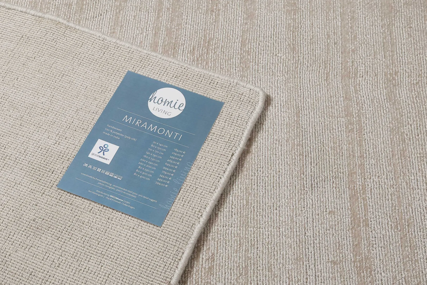Teppich Creme Beige Kurzflor "Miramonti" Homie Living