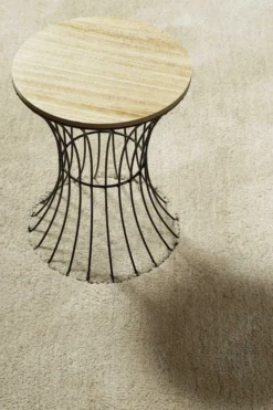Teppich Creme Beige meliert Hochflor