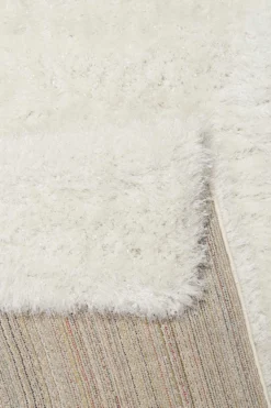 Teppich Creme Weiß glänzend Hochflor 