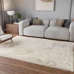 Teppich Creme Weiß Hochflor sehr kuschelig & flauschig