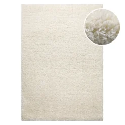Teppich Creme Weiß Hochflor sehr kuschelig & flauschig