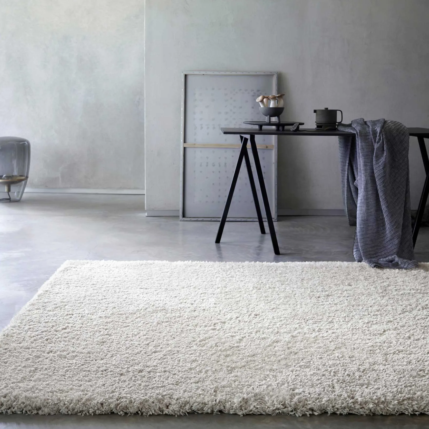 Teppich Creme Weiß Hochflor "Smilla" WECONhome Basic