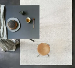 Teppich Creme Weiß Kurzflor