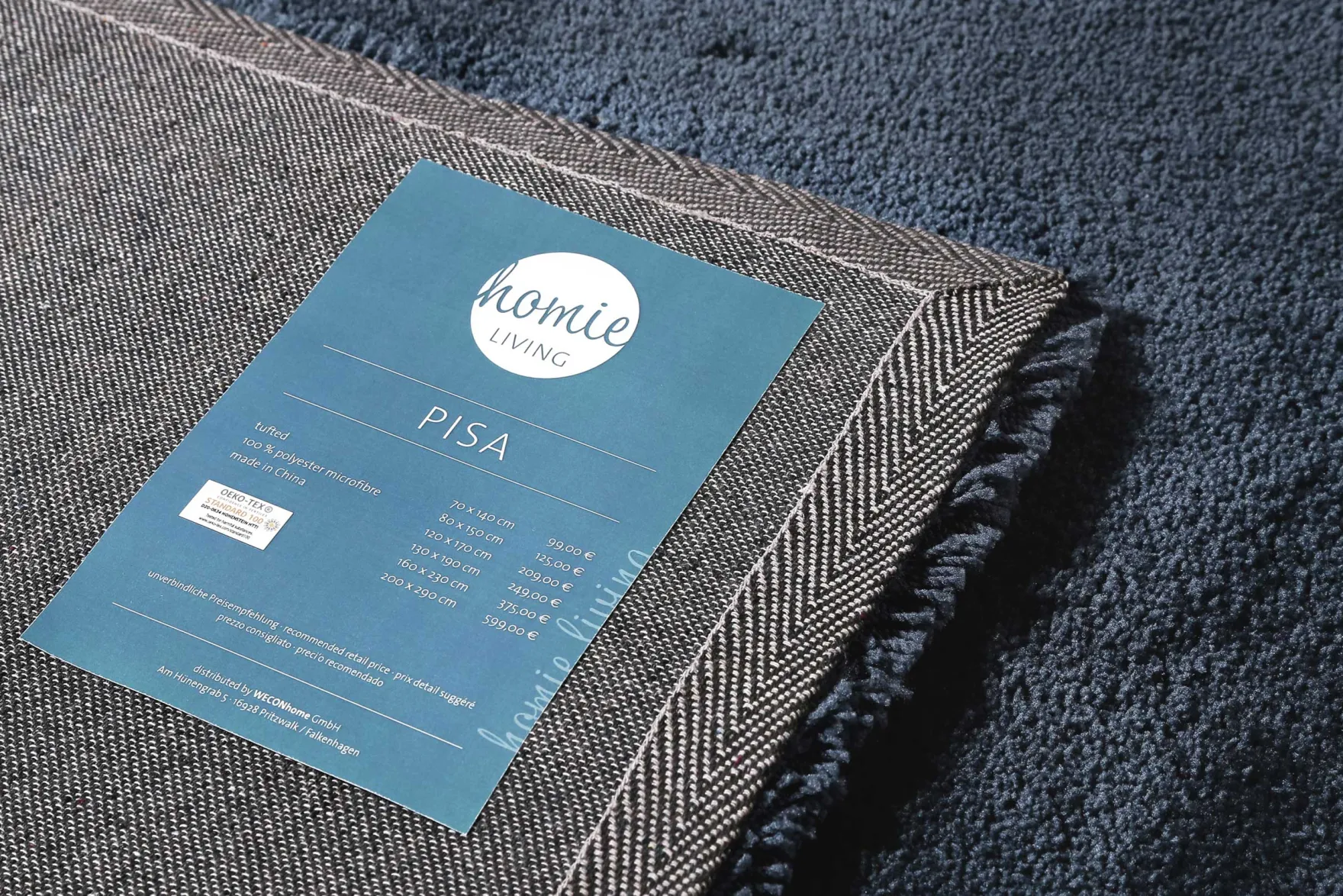 Teppich Dunkelblau Hochflor "Pisa" Homie Living