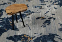 Teppich Grau Blau aus Wolle
