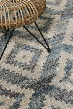 Teppich Grau Blau Beige Kurzflor