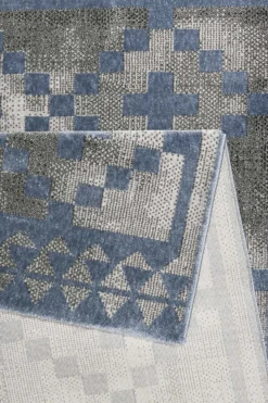 Teppich Grau Blau Kurzflor