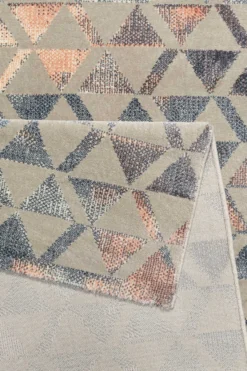 Teppich Grau Blau Rosa Kurzflor 