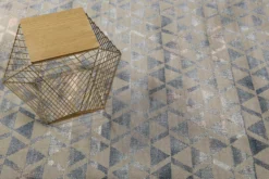 Teppich Grau Blau Rosa Kurzflor 