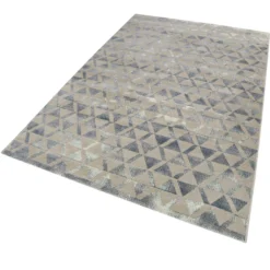 Teppich Grau Blau Silber Kurzflor