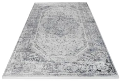 Teppich Grau Blau Vintage Kurzflor