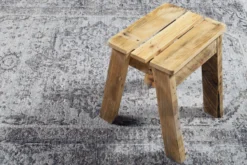 Teppich Grau Blau Vintage Kurzflor