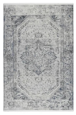 Teppich Grau Blau Vintage Kurzflor