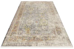 Teppich Grau Gelb Vintage Kurzflor