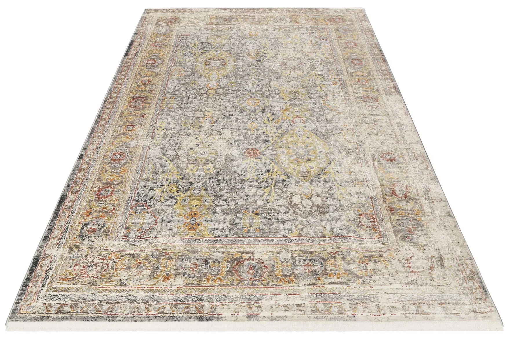Teppich Grau Gelb Vintage Kurzflor "SoHo Fashion" WECONhome