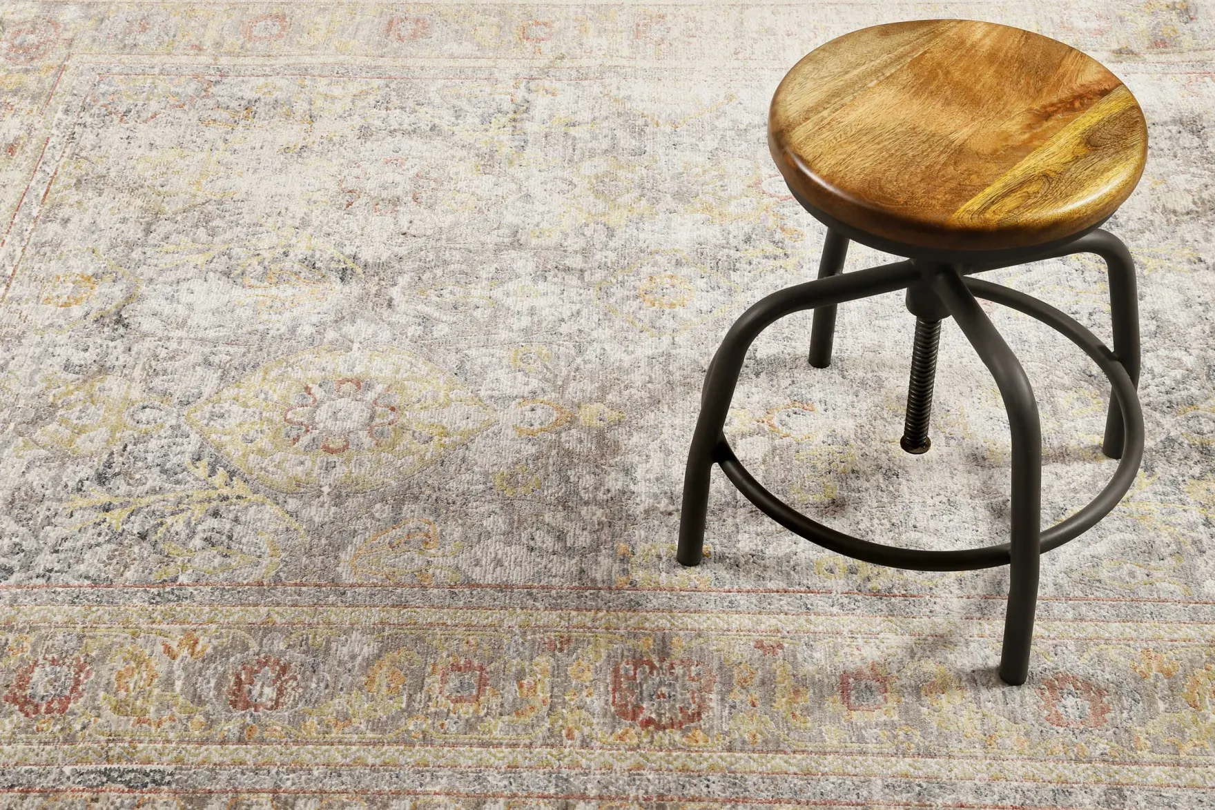 Teppich Grau Gelb Vintage Kurzflor "SoHo Fashion" WECONhome