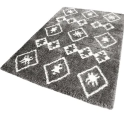 Teppich Grau Hochflor 