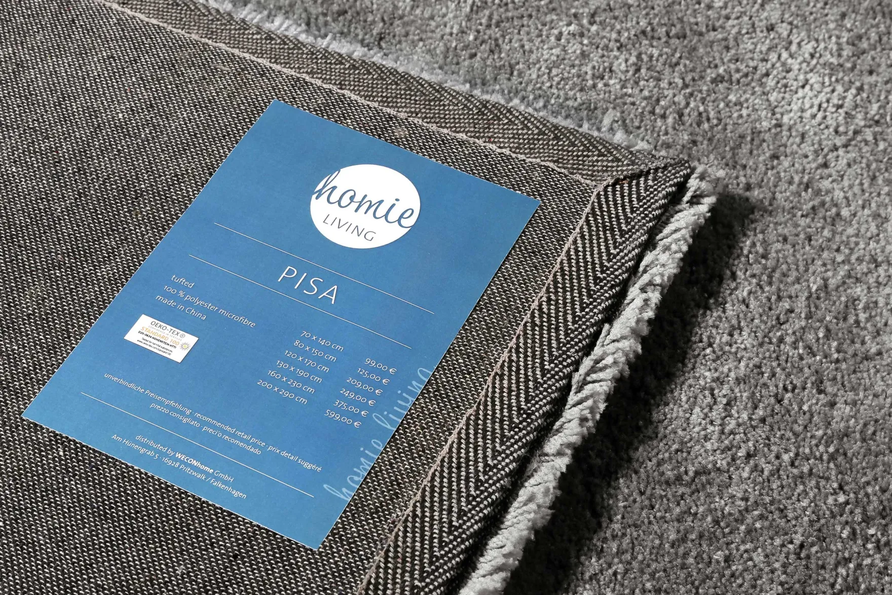 Teppich Grau Hochflor"Pisa" Homie Living