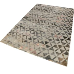 Teppich Grau Schwarz Rosa Kurzflor 