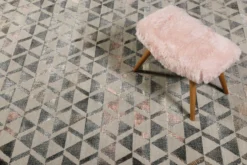Teppich Grau Schwarz Rosa Kurzflor 